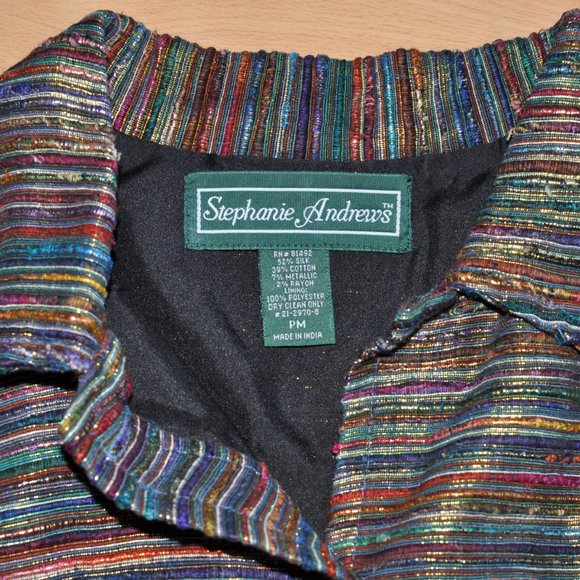 Stephanie Andrews silk metallic lined jacket P Med - Picture 3 of 4